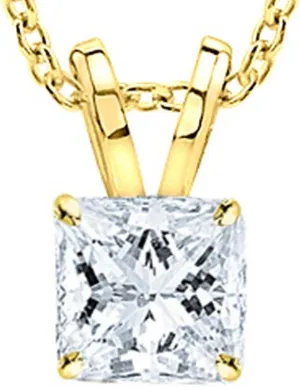 0.45 Carat 14K White Gold Princess Diamond Solitaire Pendant Necklace H-I Color VS1-VS2 Clarity