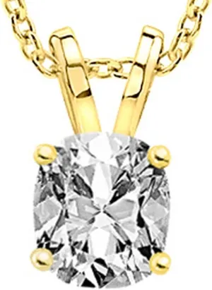 0.74 Carat 14K White Gold Princess Diamond Solitaire Pendant Necklace H-I Color VS1-VS2 Clarity