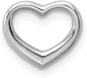 10K White Gold Small Charm Pendant, Mini Floating Heart, 2-D, Textured Back