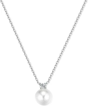 14K Gold Plated Crystal Pendant Necklace Cubic Zirconia Pendant Necklaces for Women Elegant Pearl Pendant Choker Necklaces