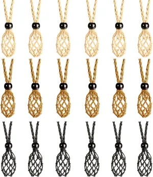 18 PCS Crystal Cage Necklace Holder Necklace Cord Empty Stone Holder Replacement Hand-Woven Necklace Cord with Adjustable Length