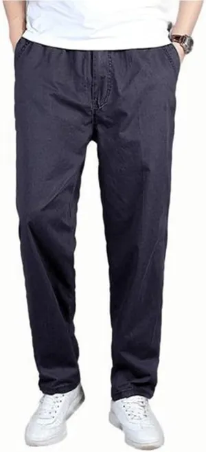 2025 Men's Casual Pants Loose Straight Leg Pants Elasticated Waist Cargo Pants