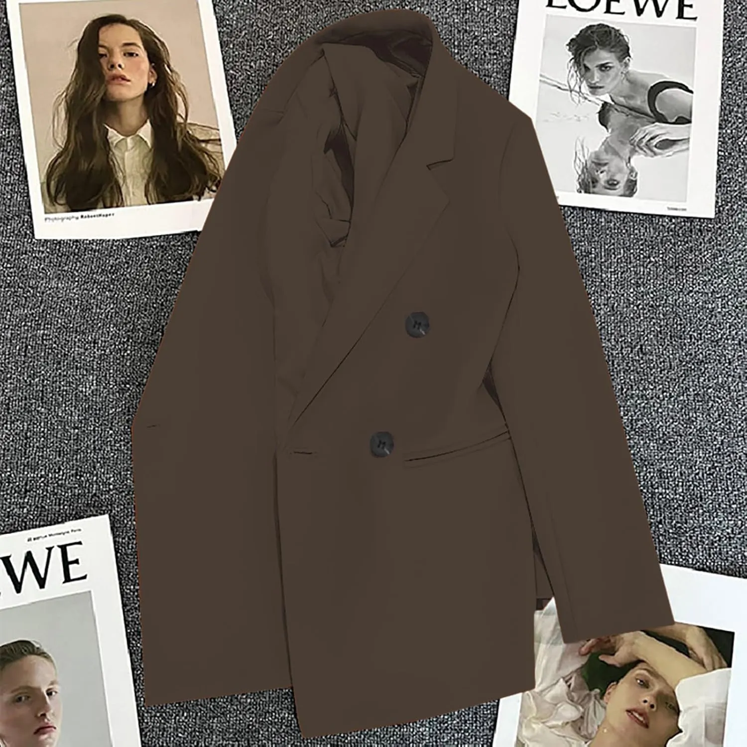 2025 Womens Work Office Blazer Jacket Casual Bussiness Blazers Open Front Long Sleeve Button Down Lapel Blazer