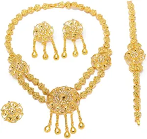 African Beads Jewelry Set For Women Wedding Bridal jewelry Imitation Crystal Dubai Ethiopian Jewelry Set s WY60N
