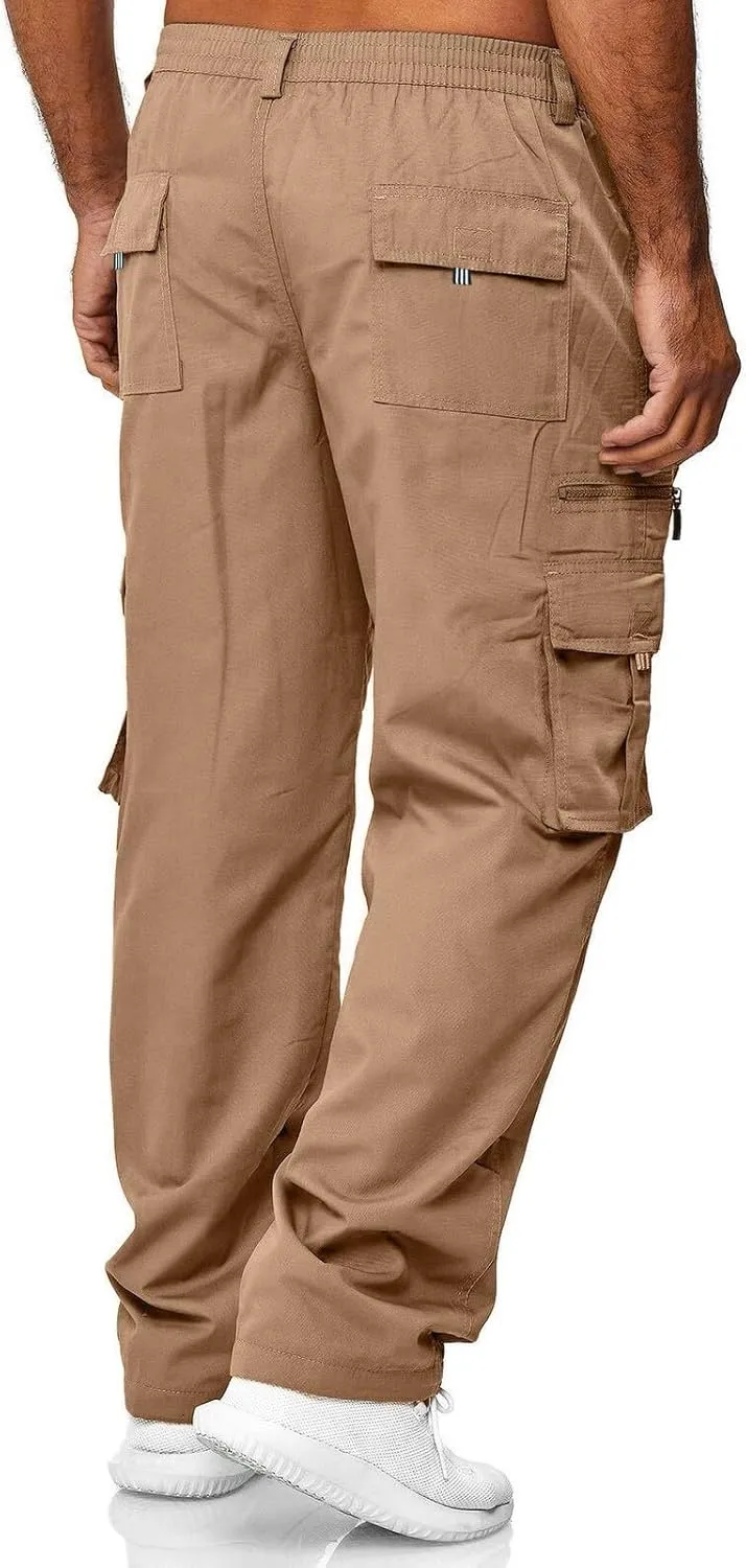 aihihe Camoflage Cargo Pants for Men Mens Compression Workout Pants Brown Baggy Pants Relaxed fit Flat Front Pants Men