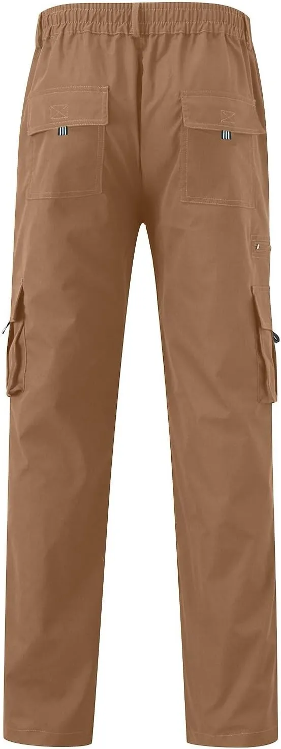 aihihe Camoflage Cargo Pants for Men Mens Compression Workout Pants Brown Baggy Pants Relaxed fit Flat Front Pants Men