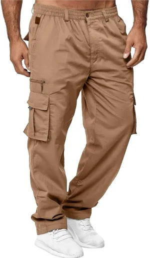 aihihe Camoflage Cargo Pants for Men Mens Compression Workout Pants Brown Baggy Pants Relaxed fit Flat Front Pants Men