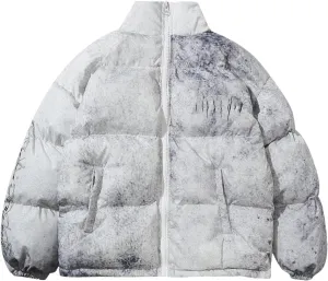 Aoleaky Winter Mens Padded Cotton Jacket Graffiti Printing Parka Thick Down Coats Streetwear Hip Hop Outwear