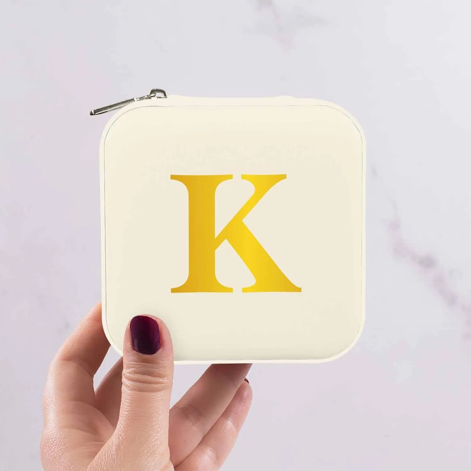 Artsadd Custom Jewelry Box for Women, Initial Travel Jewelry Case with Name Personalized Jewelry Organizer Ring Necklace Earring Jewelry Holder Organizer Box for Friends Sister