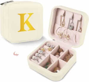 Artsadd Custom Jewelry Box for Women, Initial Travel Jewelry Case with Name Personalized Jewelry Organizer Ring Necklace Earring Jewelry Holder Organizer Box for Friends Sister
