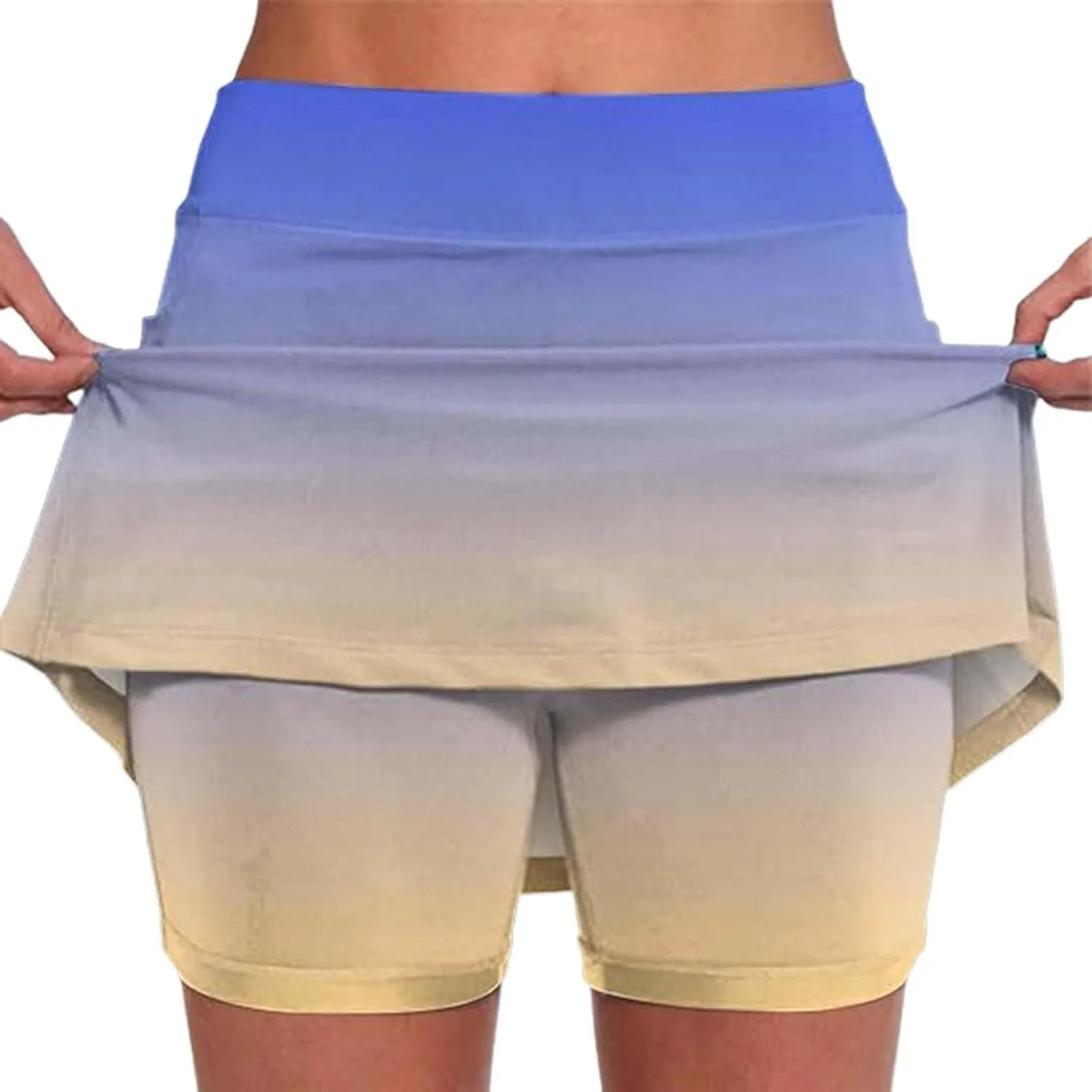 Athletic Skorts with Pockets for Women Casual Tennis Workout Yoga Running Golf Skirts with Shorts Gradient Summer Clothes