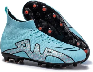 Athletic Soccer Cleats Lace Up Youth, Football Cleats Breathable Shock Resistant, Indoor Outdoor High Top Training Sneakers