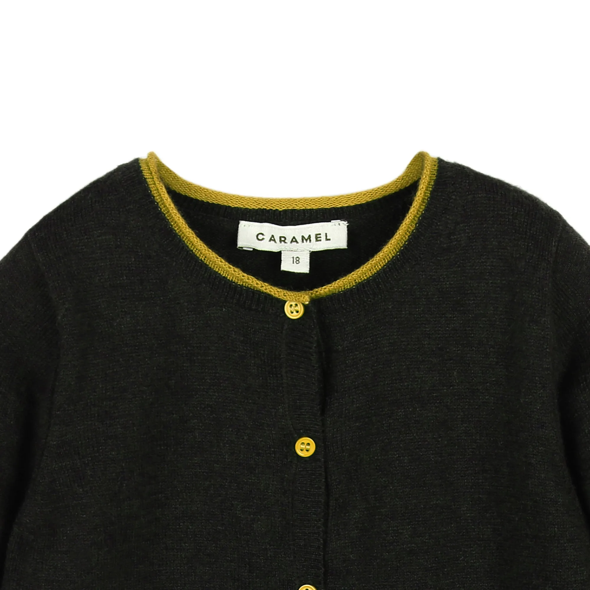 Baby Black Knitted Cardigan With Yellow Bottons