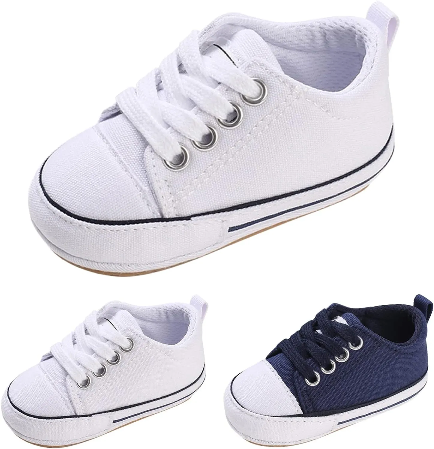 Baby Canvas Sneaker Shoes Toddler Boys Girls Baby First Walking Shoes Infant Crib Shoes Lace up Sneakers Non-Slip