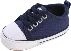 Baby Canvas Sneaker Shoes Toddler Boys Girls Baby First Walking Shoes Infant Crib Shoes Lace up Sneakers Non-Slip