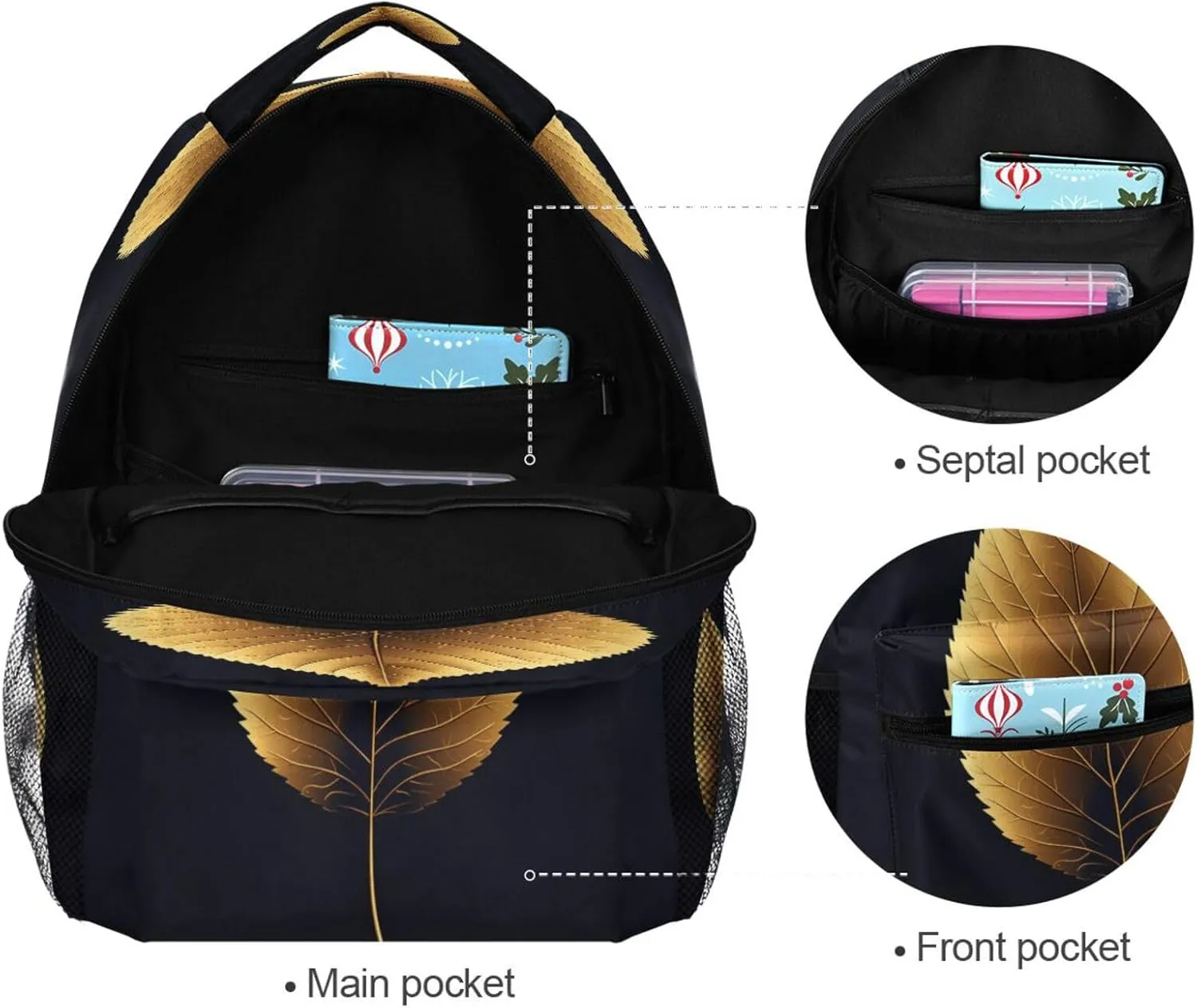 Backpacks for Men and Women Fashion Diaper Bag Backpack with Chest Strap for College Work Leaf Mustard Mission Style