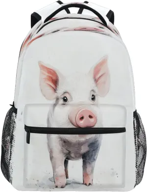 Backpacks for Women Men Waterproof Diaper Bag Backpack with Chest Strap Gift Men & Women Beauty Miniature Pig White