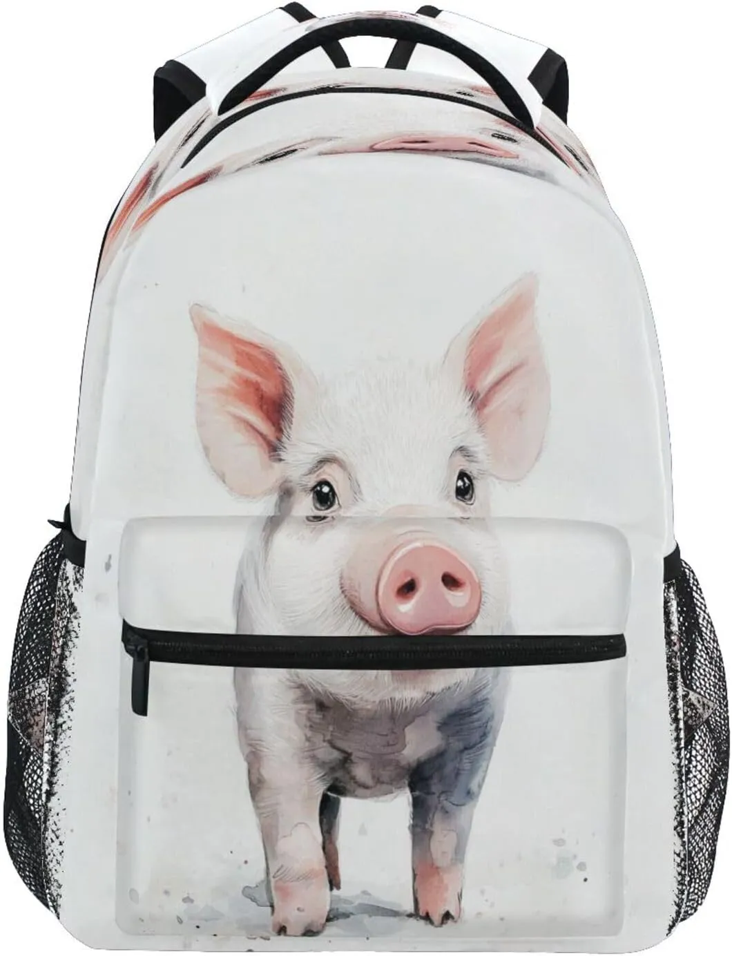 Backpacks for Women Men Waterproof Diaper Bag Backpack with Chest Strap Gift Men & Women Beauty Miniature Pig White
