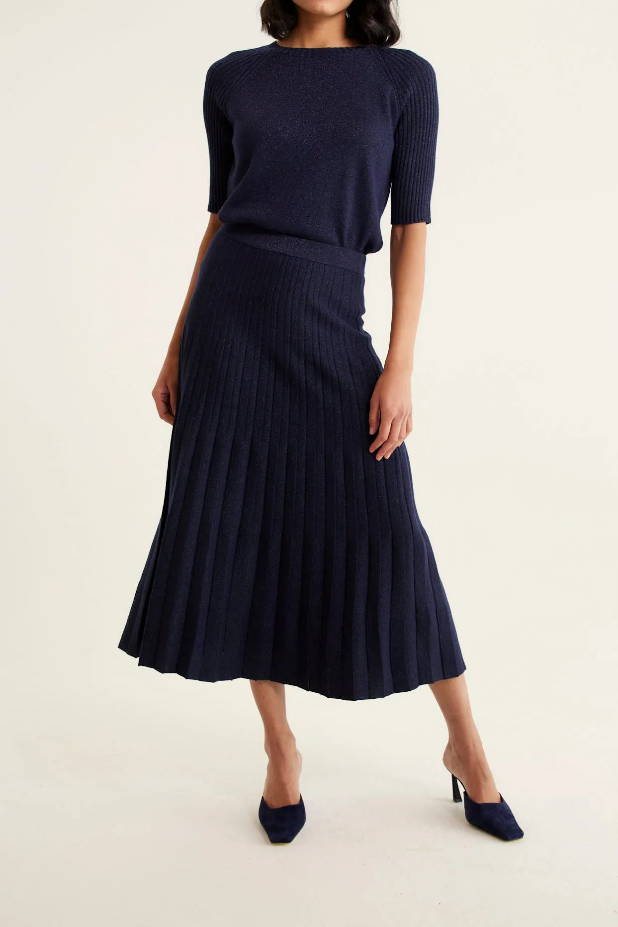 Barney Lurex Skirt In Navy