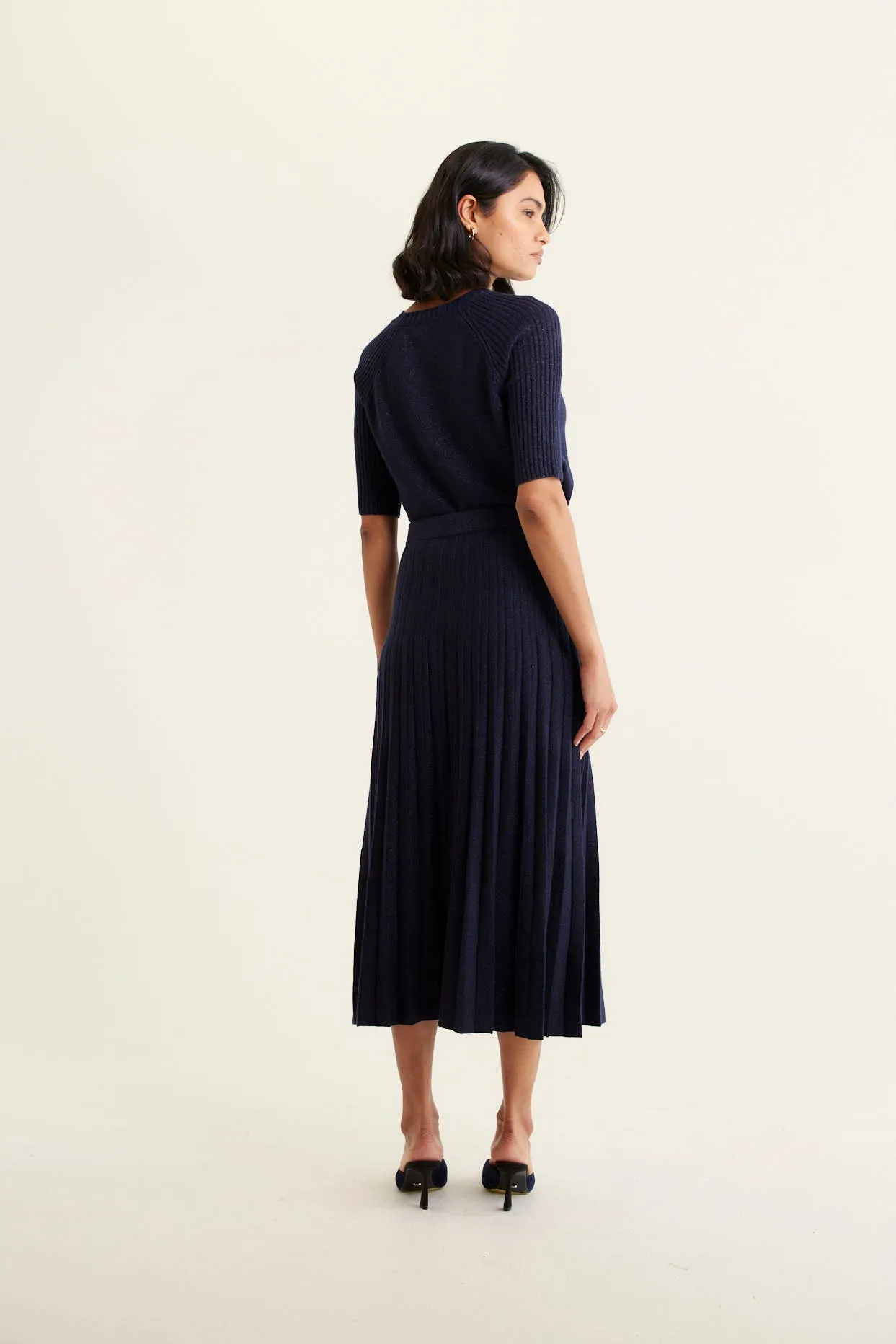 Barney Lurex Skirt In Navy