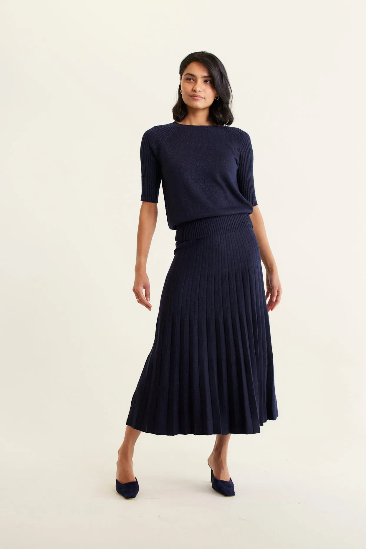 Barney Lurex Skirt In Navy