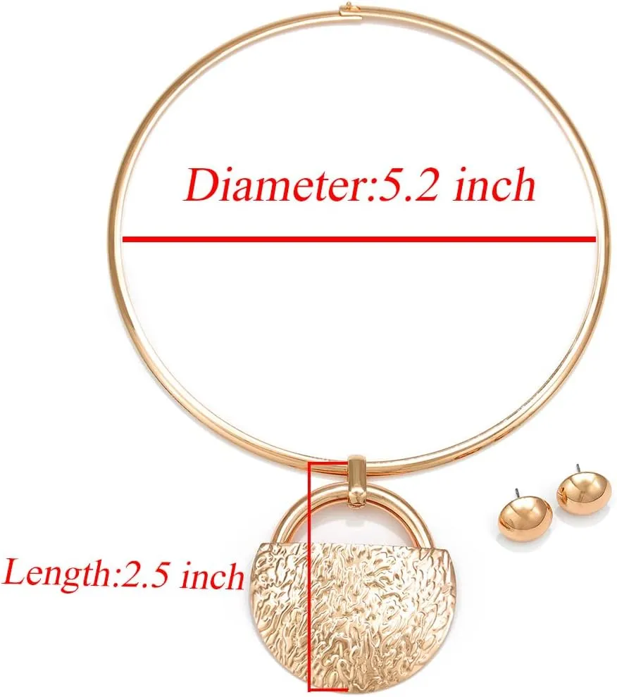 Barode African Choker Necklace Gold Round Necklaces Gothic Chunky Statement Necklaces and Earrings Set Jewelry for Women