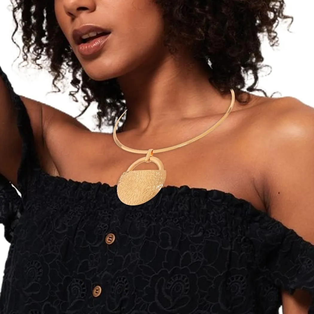 Barode African Choker Necklace Gold Round Necklaces Gothic Chunky Statement Necklaces and Earrings Set Jewelry for Women