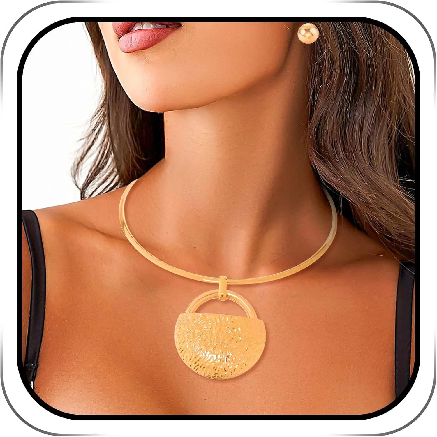 Barode African Choker Necklace Gold Round Necklaces Gothic Chunky Statement Necklaces and Earrings Set Jewelry for Women