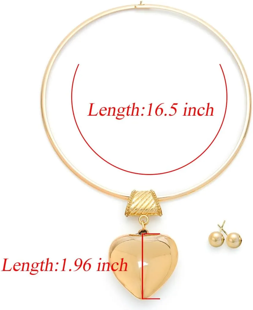 Barode African Choker Necklace Gold Round Necklaces Gothic Chunky Statement Necklaces and Earrings Set Jewelry for Women