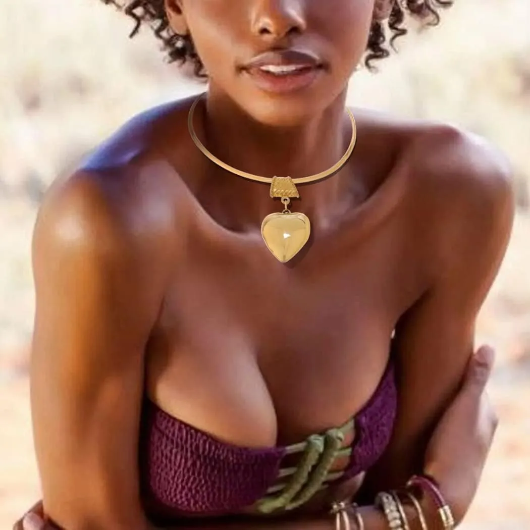 Barode African Choker Necklace Gold Round Necklaces Gothic Chunky Statement Necklaces and Earrings Set Jewelry for Women