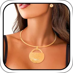 Barode African Choker Necklace Gold Round Necklaces Gothic Chunky Statement Necklaces and Earrings Set Jewelry for Women