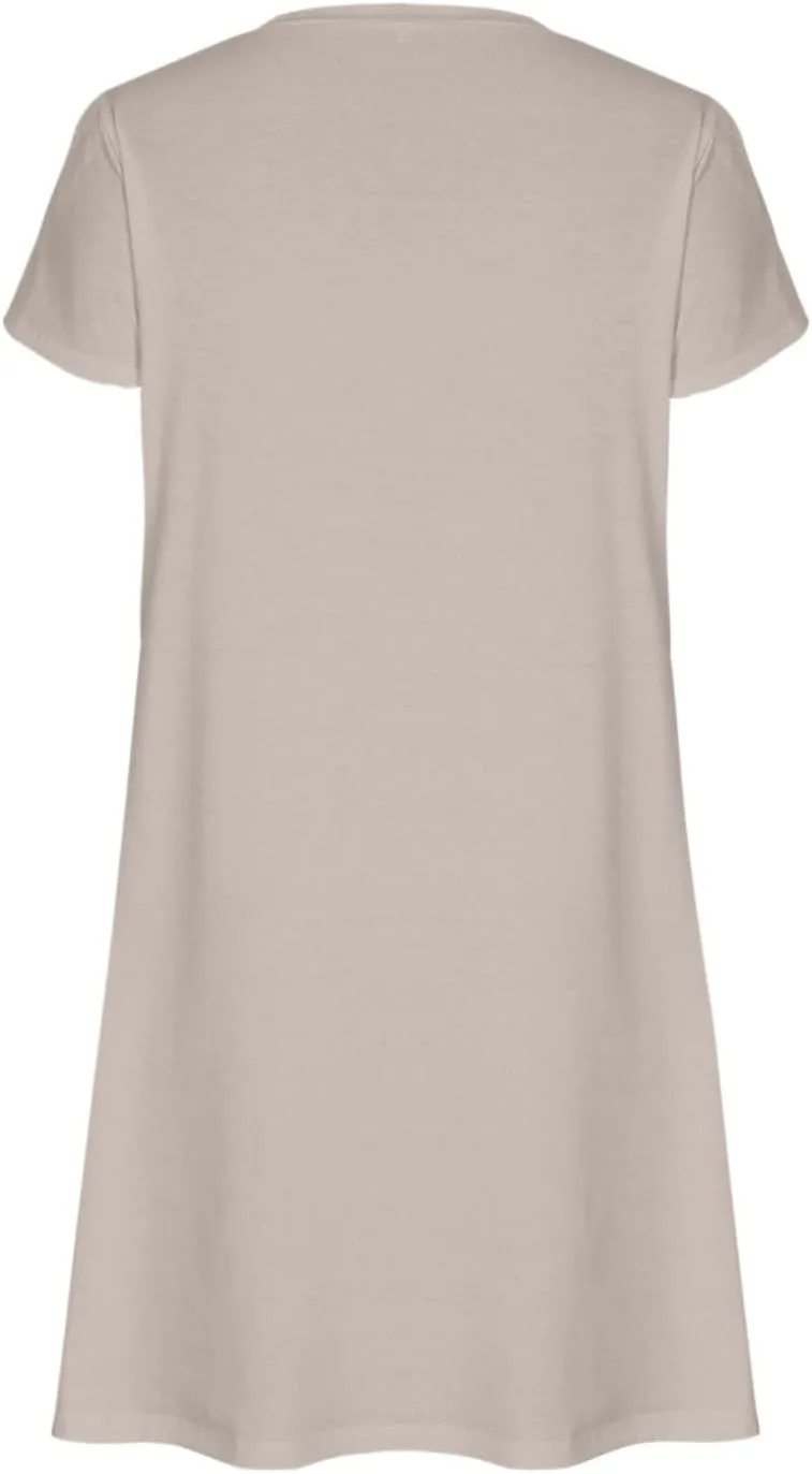 Beach Dresses for Women 2025 Summer Solid Basic Mini Dress Casual V Neck Short Sleeve Dresses with Pockets