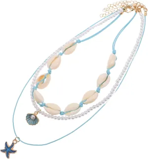 BESPORTBLE 1Set Pendant Necklace for Women Handmade Short Choker with Natural Conch Shell Lightweight Summer Beach Jewelry Unique Woven Design