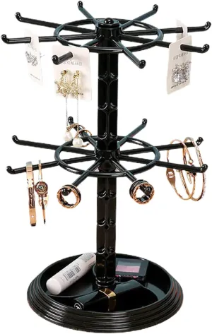 BestAlice 2 Tier Jewelry Rack, Rotating Jewelry Display Stand, Necklace Holder Rack Fashion Counter Jewelry Tree Stand, Adjustable ABS Jewelry Holder for Necklaces, Bracelets, Earrings, Ring