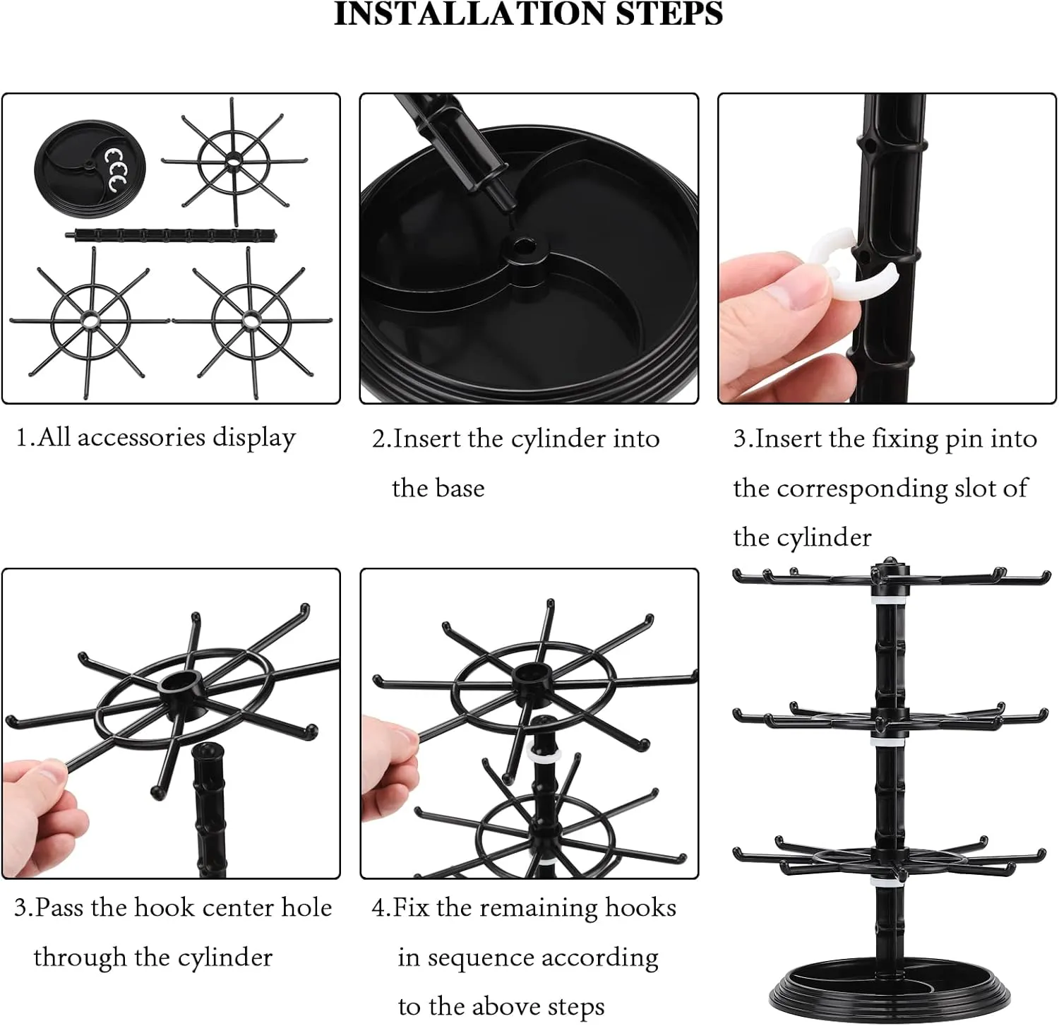BestAlice 2 Tier Jewelry Rack, Rotating Jewelry Display Stand, Necklace Holder Rack Fashion Counter Jewelry Tree Stand, Adjustable ABS Jewelry Holder for Necklaces, Bracelets, Earrings, Ring
