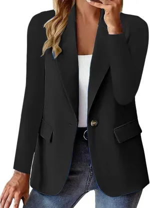 Blazers for Women 2025 Trendy Business Casual Jackets with Pockets Long Sleeve Lapel Office Blazer Outerwear