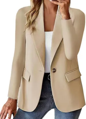 Blazers for Women 2025 Trendy Business Casual Jackets with Pockets Long Sleeve Lapel Office Blazer Outerwear