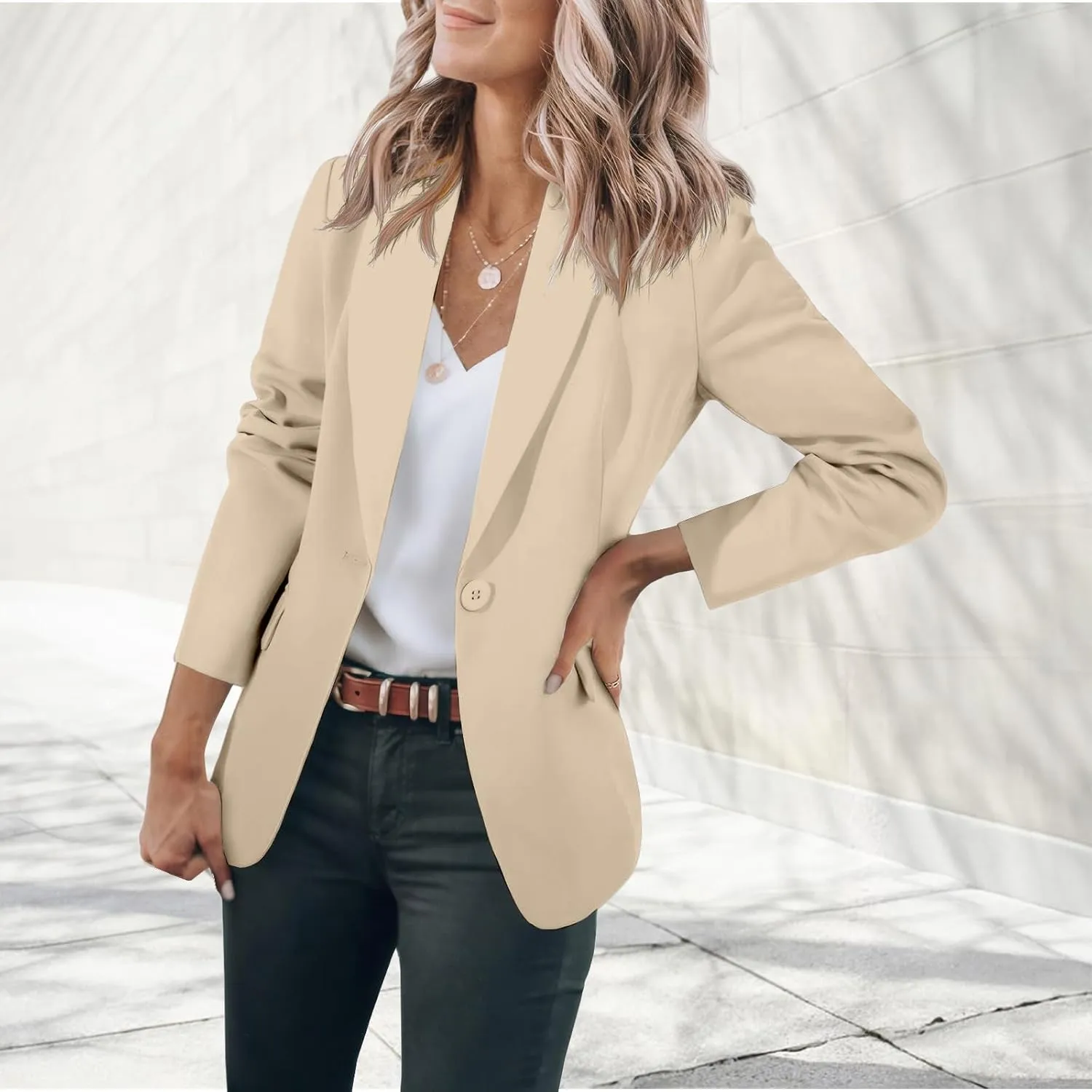Blazers for Women Business Casual Work Office Suit Jackets Trendy Dressy Open Front Long Sleeve Blazer