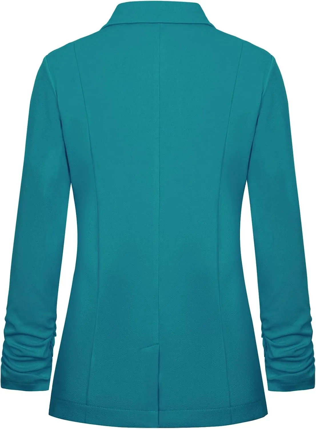 Blazers for Women Dressy Casual Ruched 3/4 Sleeve Lapel Button Work Office Cardigan Suit Jacket with Pockets
