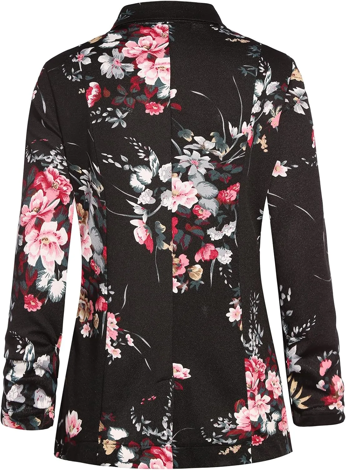 Blazers for Women Dressy Casual Ruched 3/4 Sleeve Lapel Button Work Office Cardigan Suit Jacket with Pockets