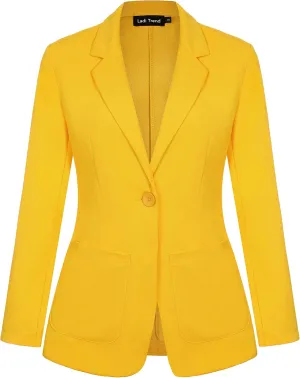 Blazers for Women Long Sleeve Button Front Blazer Notch Lapel Casual Work Office Suit Jackets with Pocket