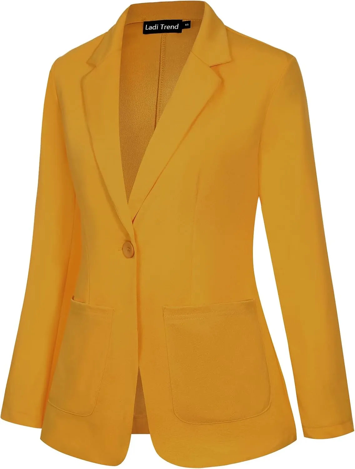 Blazers for Women Long Sleeve Button Front Blazer Notch Lapel Casual Work Office Suit Jackets with Pocket