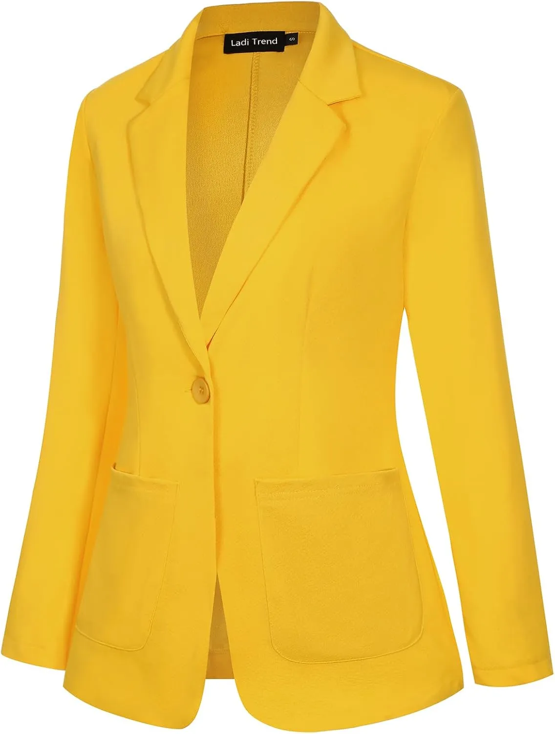 Blazers for Women Long Sleeve Button Front Blazer Notch Lapel Casual Work Office Suit Jackets with Pocket