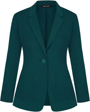 Blazers for Women Long Sleeve Button Front Blazer Notch Lapel Casual Work Office Suit Jackets with Pocket
