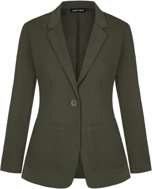 Blazers for Women Long Sleeve Button Front Blazer Notch Lapel Casual Work Office Suit Jackets with Pocket
