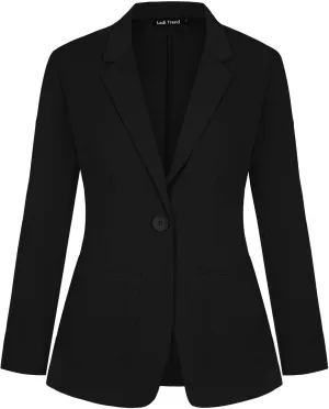 Blazers for Women Long Sleeve Button Front Blazer Notch Lapel Casual Work Office Suit Jackets with Pocket