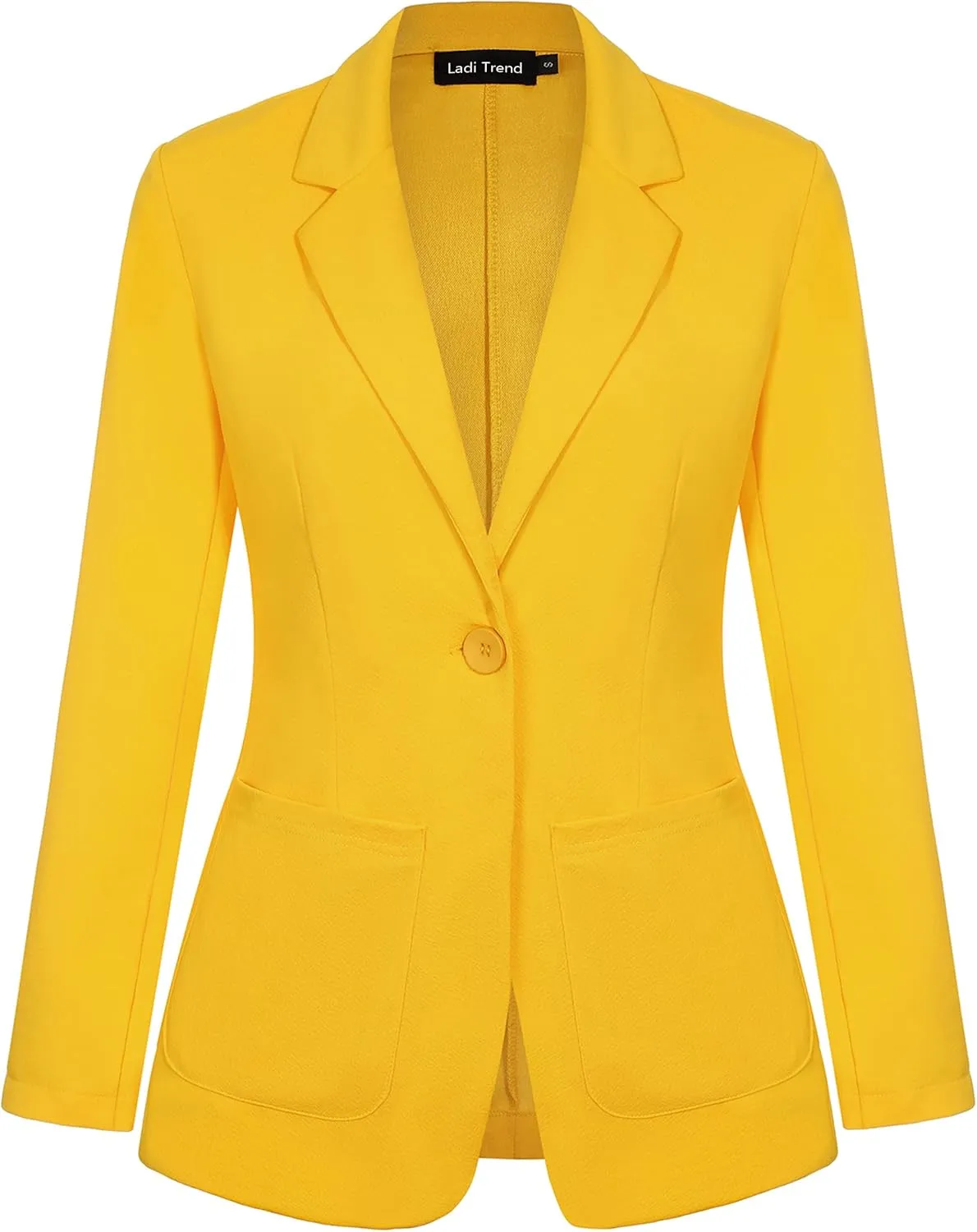 Blazers for Women Long Sleeve Button Front Blazer Notch Lapel Casual Work Office Suit Jackets with Pocket