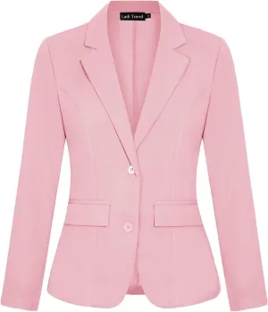 Blazers for Women Long Sleeve Notch Lapel Button Front Blazer Casual Work Office Suit Jackets with Pockets