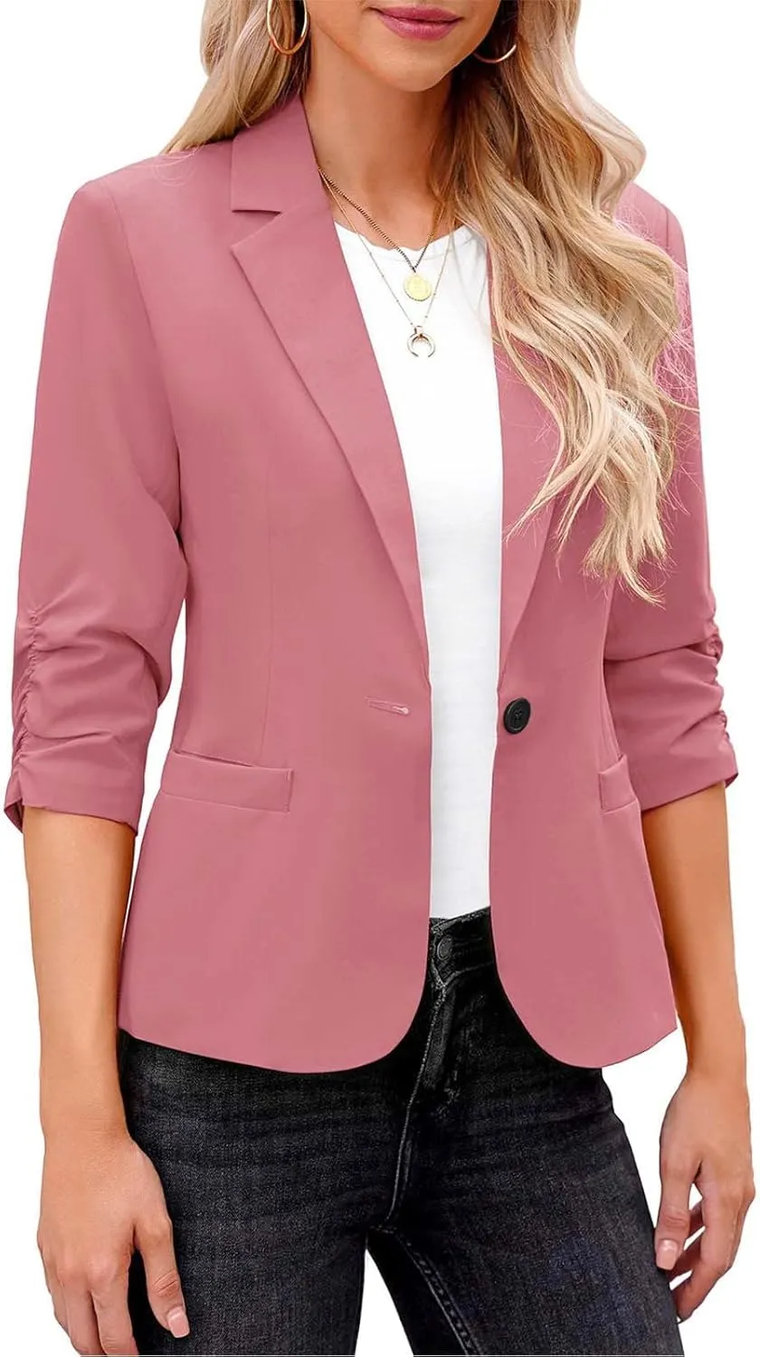 Blazers for Women Trendy Dressy Suit Jackets,2025 Winter Bussiness Suit Clothes,Long Sleeve Button Open Front Tops