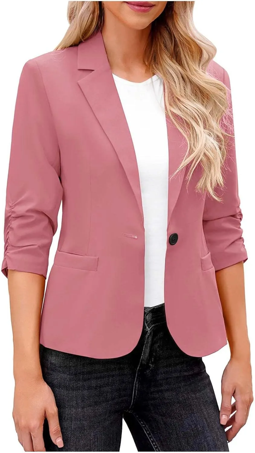 Blazers for Women Trendy Dressy Suit Jackets,2025 Winter Bussiness Suit Clothes,Long Sleeve Button Open Front Tops